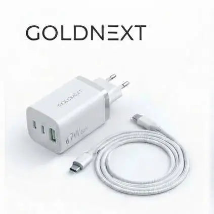GOLDNEXT 67W 3-Port GaN Fast Adapter +Type-C to Type-C Cable